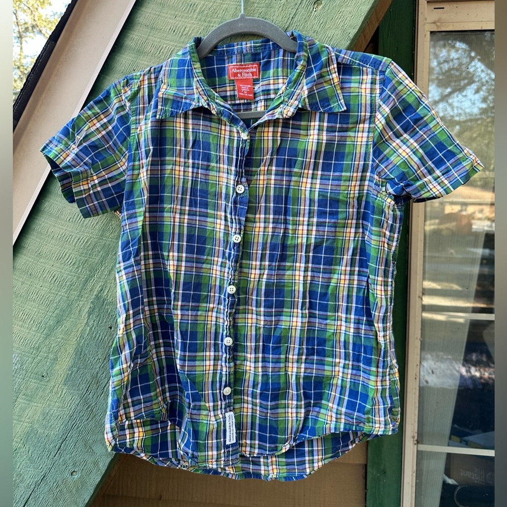 Y2K 90s Abercrombie & Fitch Plaid Shirt - Blue, Green, and Yellow Women’s